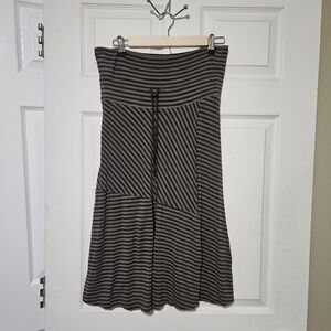 Athleta Dark Green and Gray Striped A-Line Skirt